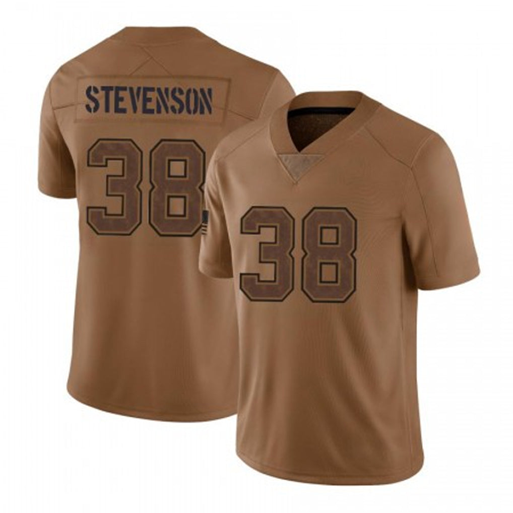 Pkot NE.Patriots #38 Rhamondre Stevenson Player Brown Salute To Service Limited Stitched Jerseys