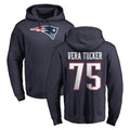 Pkot NE.Patriots #75 Alijah Vera-Tucker Player Navy LOGO Pullover Hoodies Home Game Stitched Jerseys