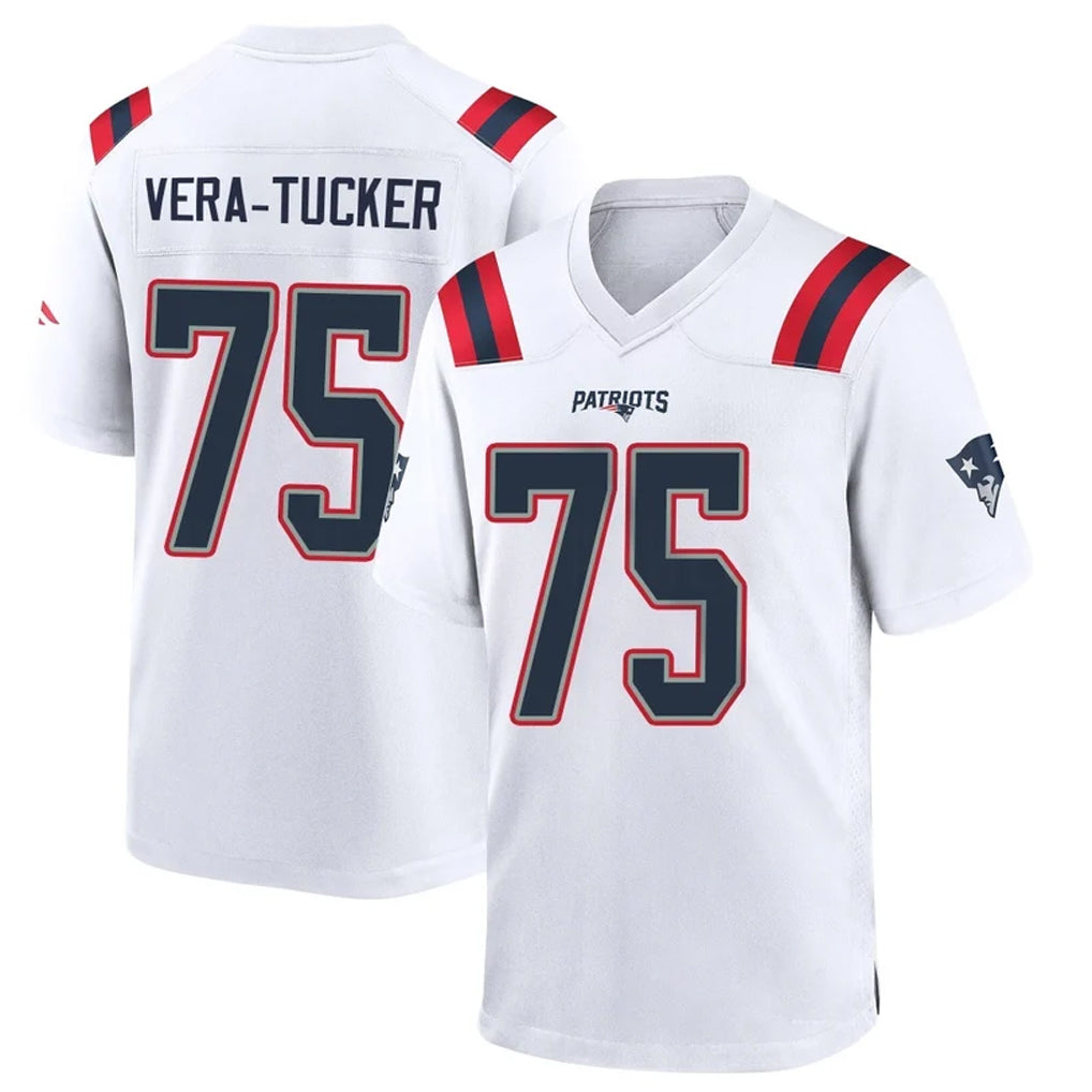 Pkot NE.Patriots #75 Alijah Vera-Tucker Player White Home Game Stitched Jerseys