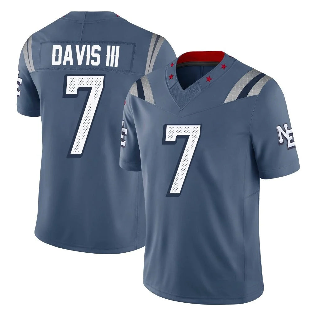 Pkot NE.Patriots #7 Carlton Davis III Player Blue Limited Rivalries Collection Home Game Stitched Jerseys