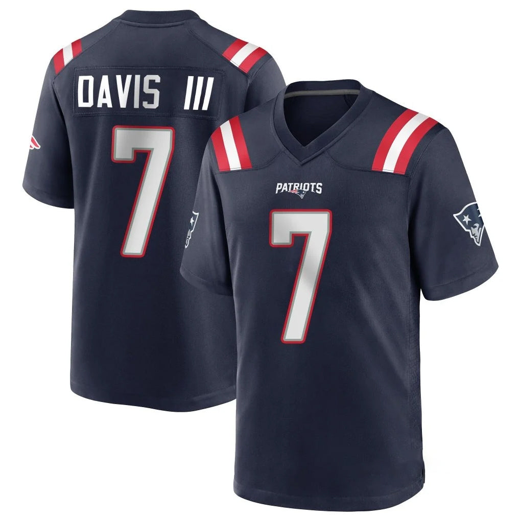 Pkot NE.Patriots #7 Carlton Davis III Player Navy Home Game Stitched Jerseys