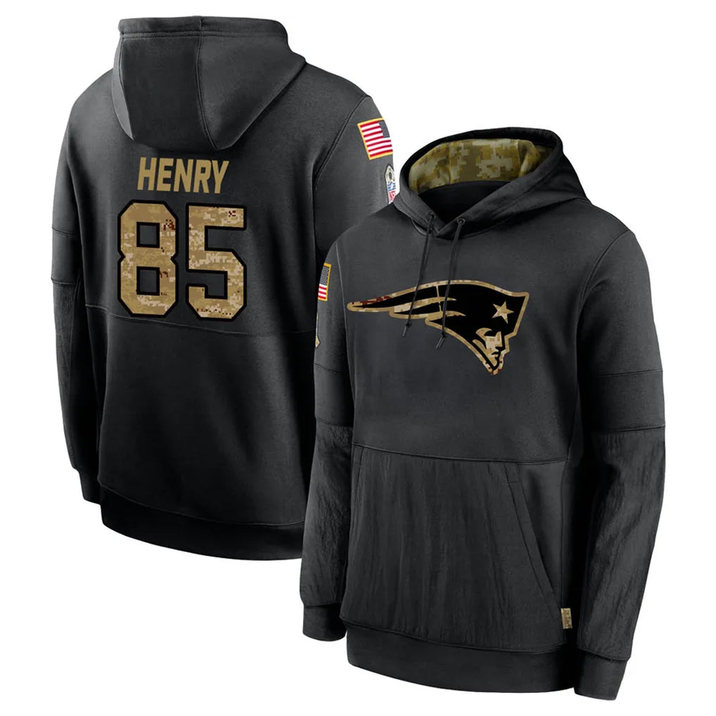 Pkot NE.Patriots #85 Hunter Henry Player Black Salute to Service Hoodies Limited Game Stitched Jerseys