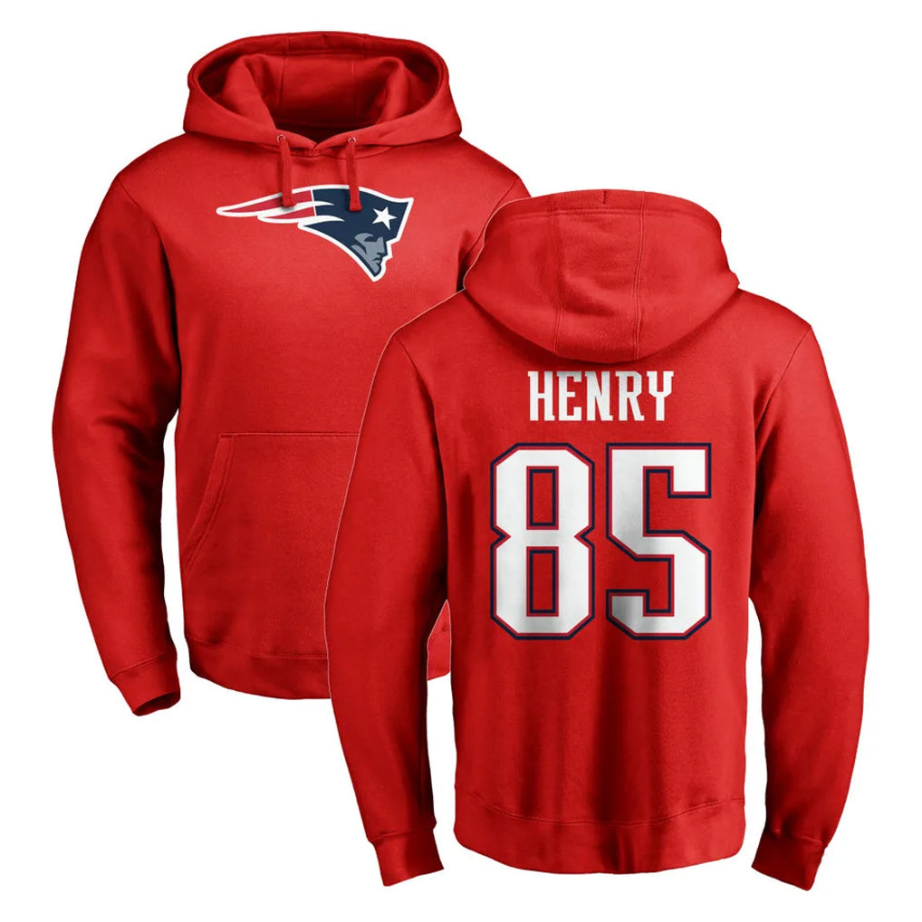 Pkot NE.Patriots #85 Hunter Henry Player Red LOGO Pullover Hoodies Home Game Stitched Jerseys