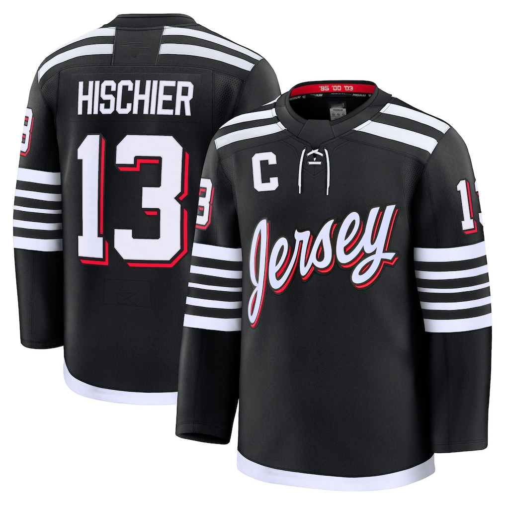 Pkot NJ.Devils #13 Nico Hischier Black Alternate Premium Jerseys