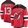 Pkot NJ.Devils #13 Nico Hischier Red Captain Patch Home Breakaway Jerseys