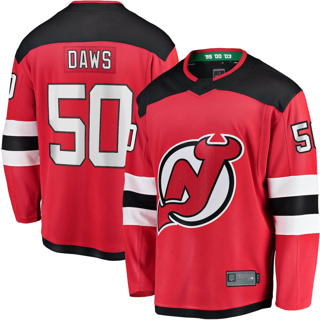 Pkot NJ.Devils #50 Nico Daws Red Home Breakaway Player Jerseys