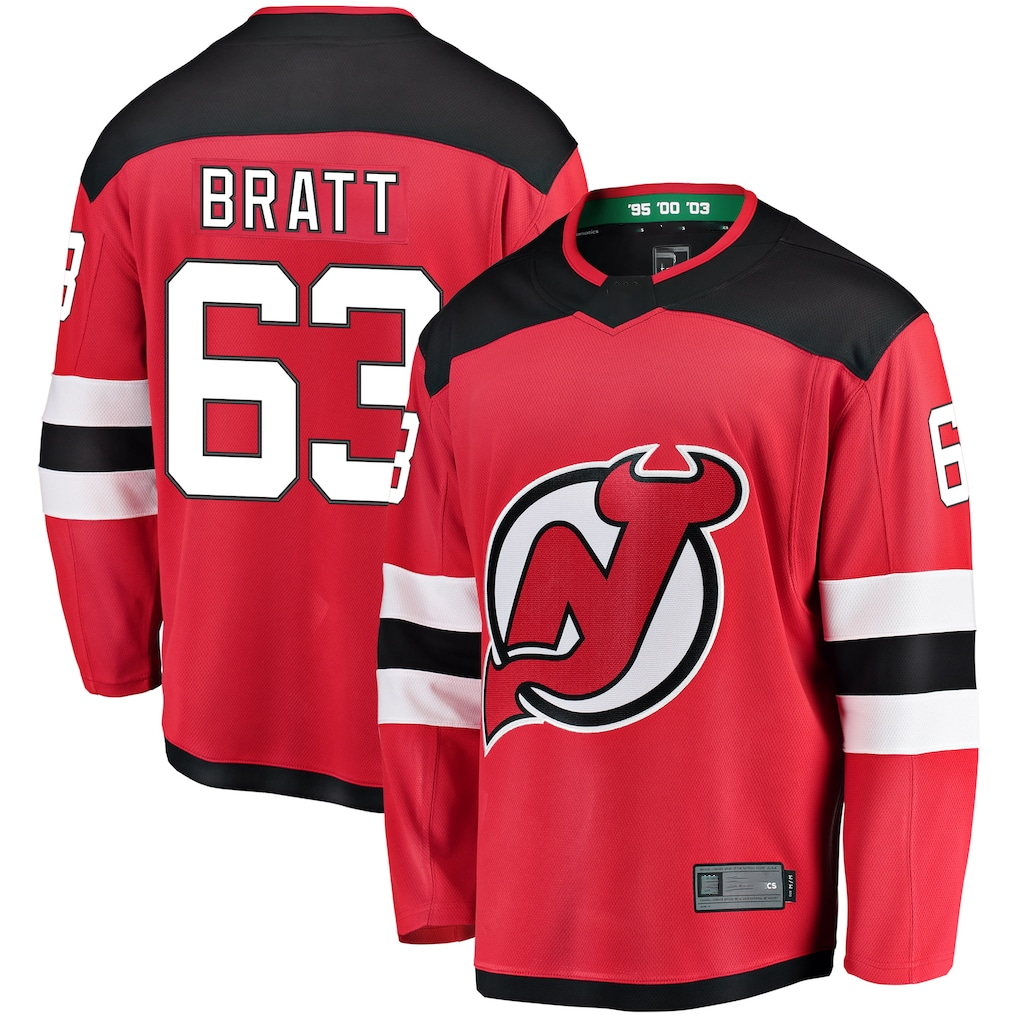 Pkot NJ.Devils #63 Jesper Bratt Red Home Breakaway Player Jerseys