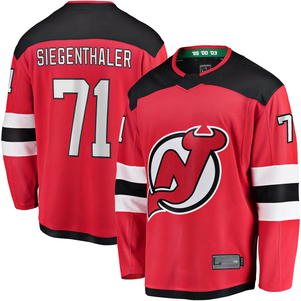 Pkot NJ.Devils #71 Jonas Siegenthaler Red Home Breakaway Player Jerseys