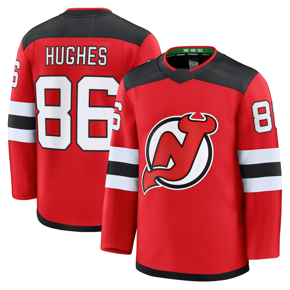 Pkot NJ.Devils #86 Jack Hughes Red Home Premium Jerseys