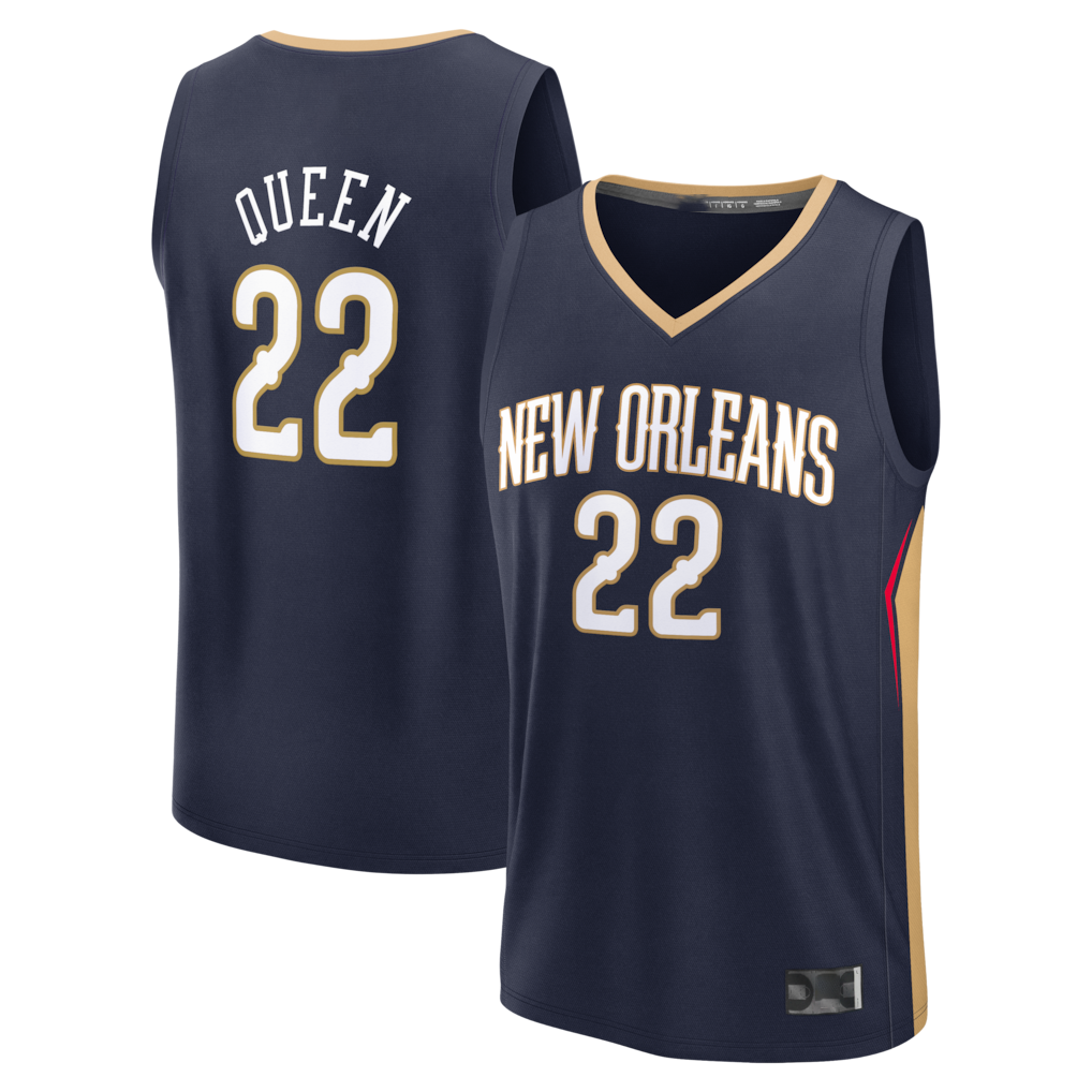 Pkot NO.Pelicanss #22 Derik Queen Navy Fast Break Replica Stitched Jerseys- Icon Edition