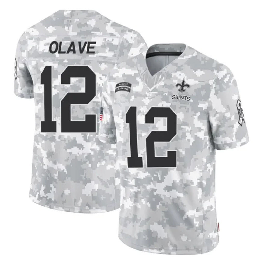 Pkot NO.Saints #12 Chris Olave Player Arctic Camo Salute To Service Limited Game Stitched Jerseys