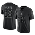 Pkot NO.Saints #12 Chris Olave Player Black Limited Reflective Home Game Stitched Jerseys