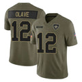 Pkot NO.Saints #12 Chris Olave Player Olive 2025 Salute To Service Limited Stitched Jerseys