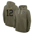 Pkot NO.Saints #12 Chris Olave Player Olive Salute to Service Pullover Hoodies Limited Stitched Jerseys