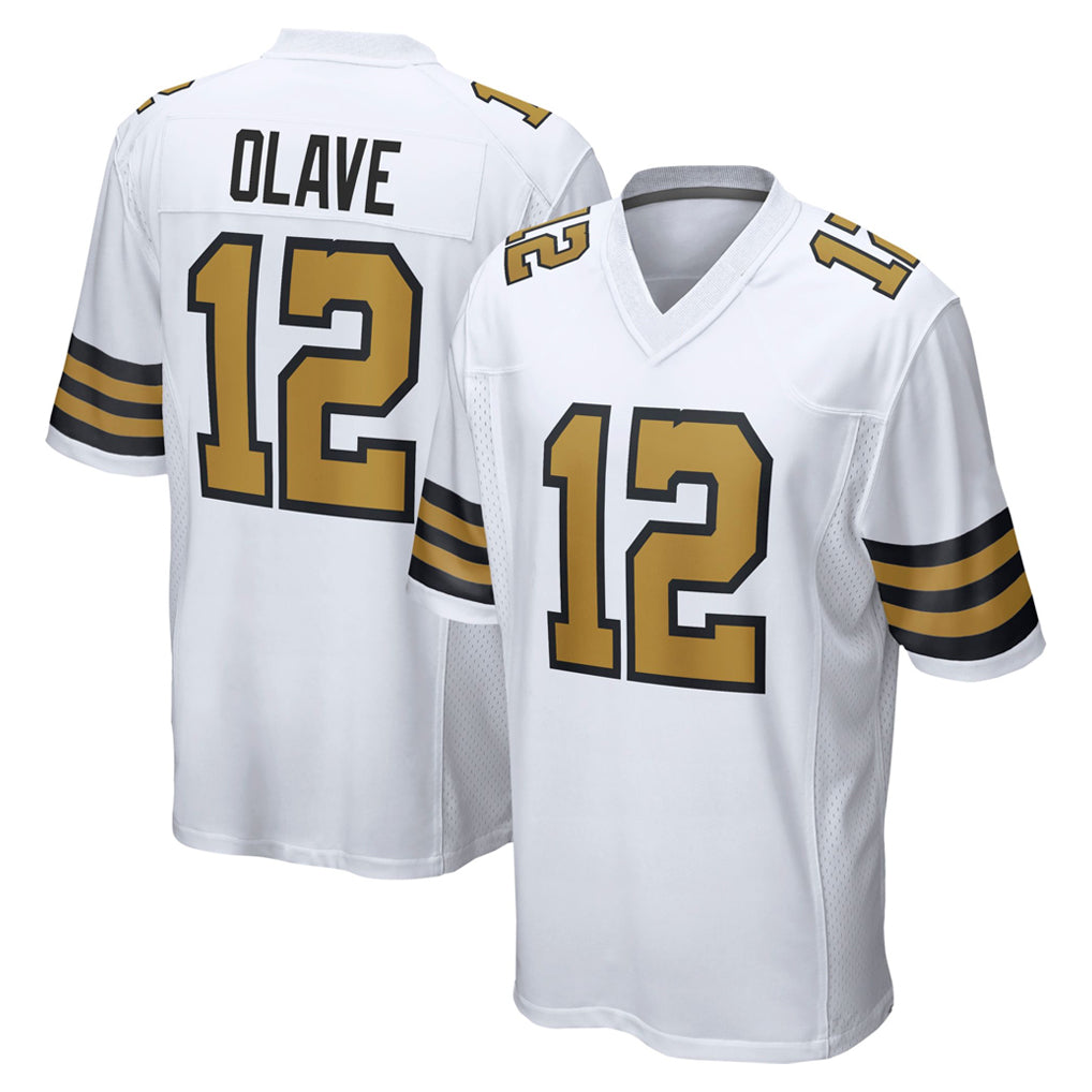 Pkot NO.Saints #12 Chris Olave Player White Alternate Home Game Stitched Jerseys