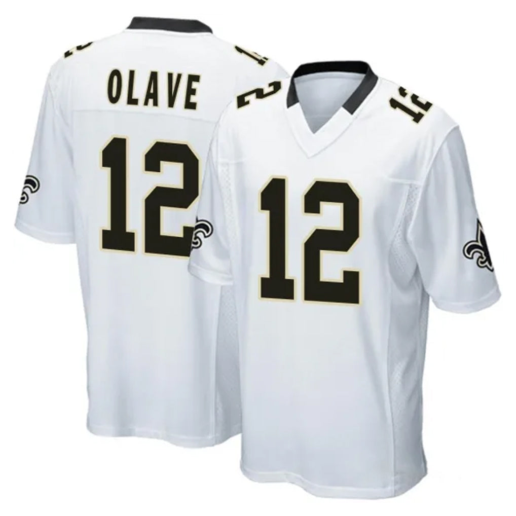Pkot NO.Saints #12 Chris Olave Player White Home Game Stitched Jerseys