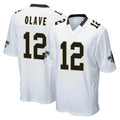 Pkot NO.Saints #12 Chris Olave Player White Home Game Stitched Jerseys