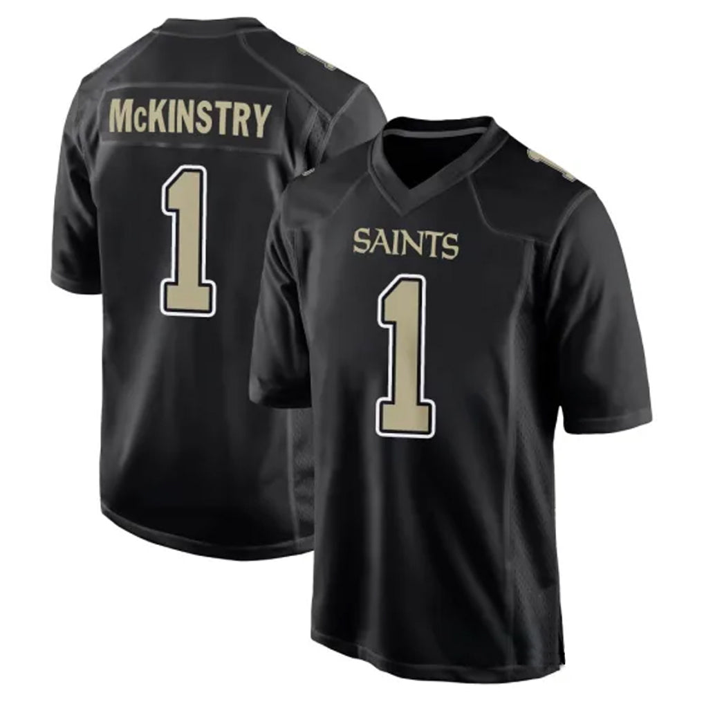 Pkot NO.Saints #1 Kool-Aid McKinstry Player Black Carbon Fashion Home Game Stitched Jerseys