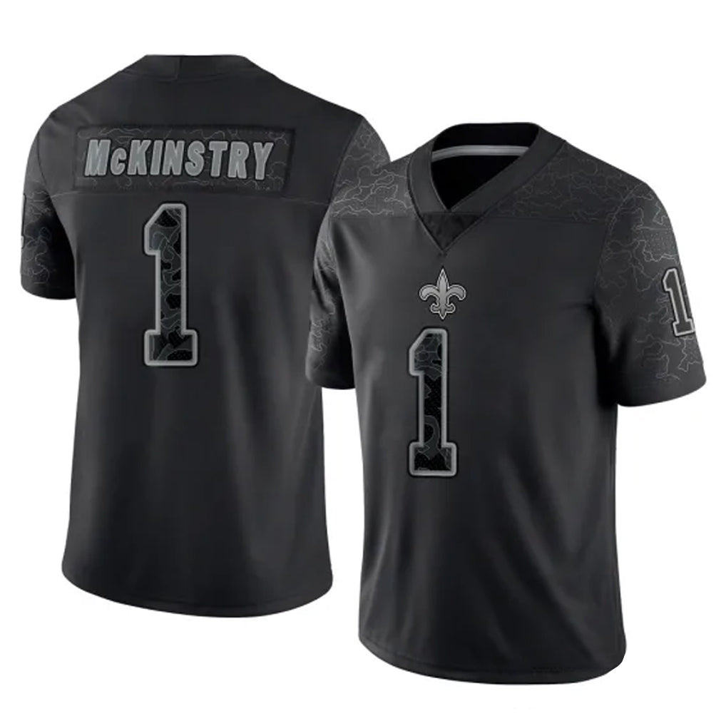 Pkot NO.Saints #1 Kool-Aid McKinstry Player Black Limited Reflective Home Game Stitched Jerseys
