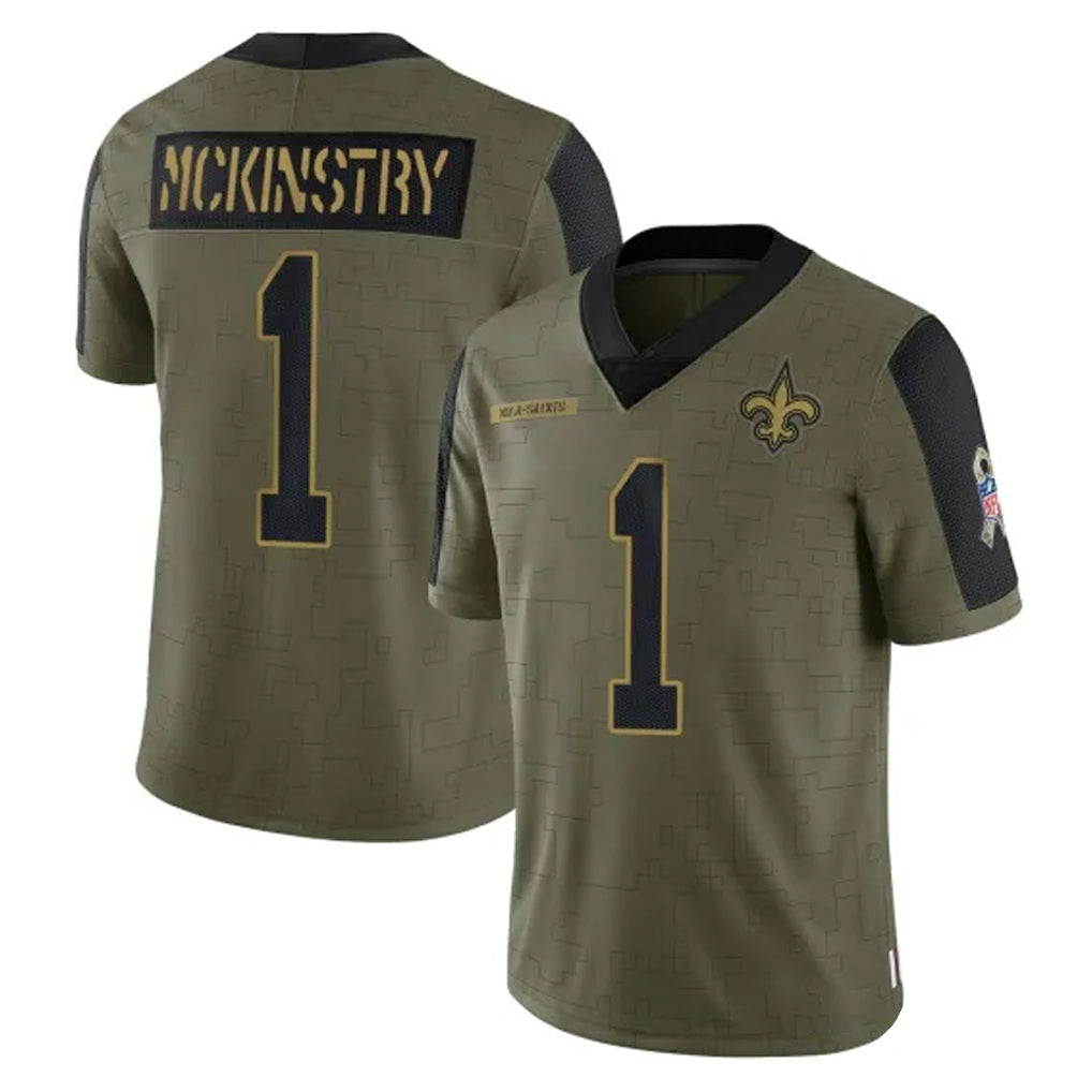 Pkot NO.Saints #1 Kool-Aid McKinstry Player Olive Salute To Service Limited Game Stitched Jerseys
