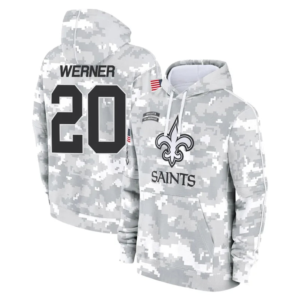 Pkot NO.Saints #20 Pete Werner Player Arctic Camo Salute to Service Pullover Hoodies Limited Game Stitched Jerseys