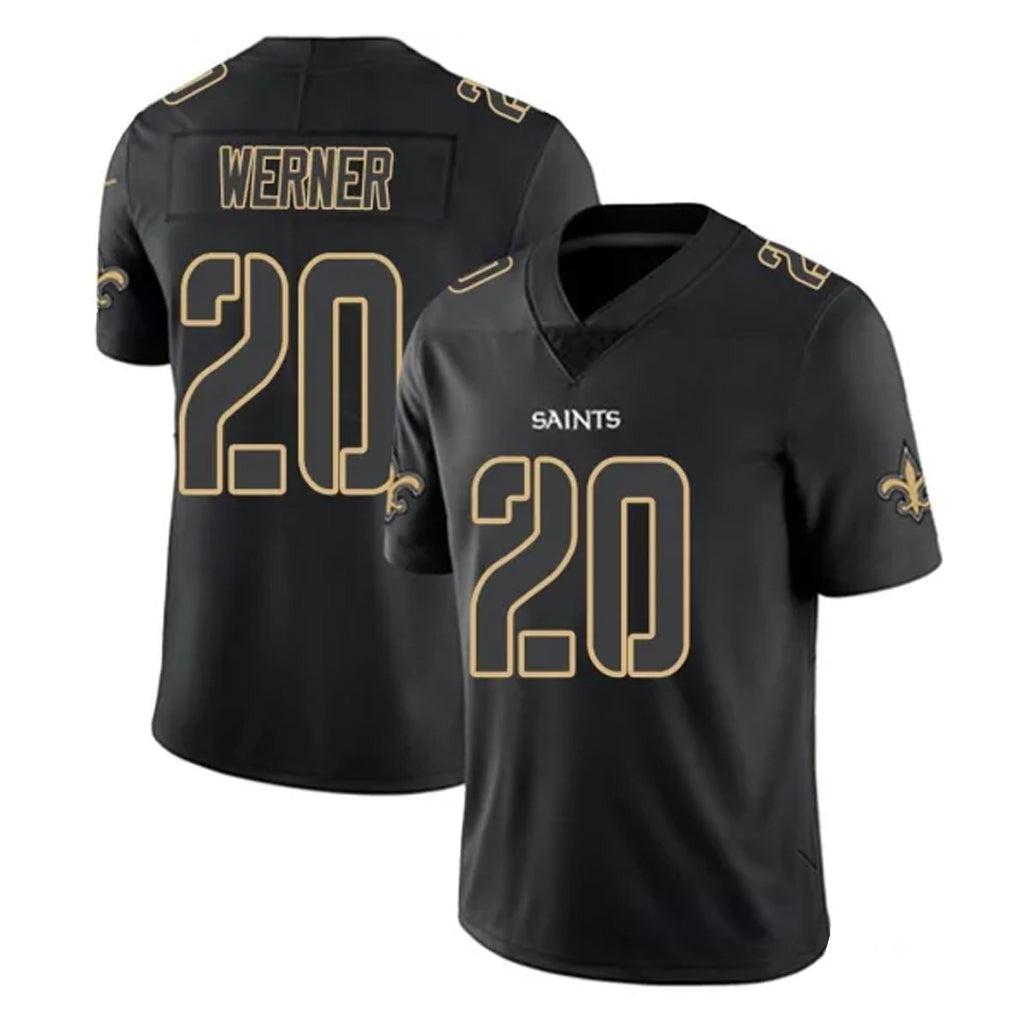 Pkot NO.Saints #20 Pete Werner Player Black Impact Limited Home Game Stitched Jerseys