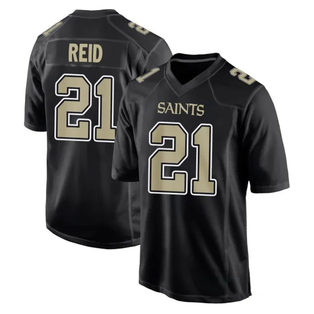 Pkot NO.Saints #21 Justin Reid Player Black Carbon Fashion Home Game Stitched Jerseys