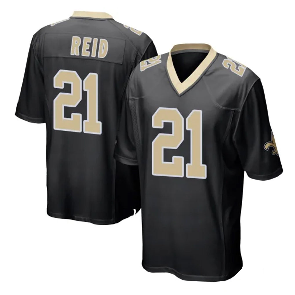 Pkot NO.Saints #21 Justin Reid Player Black Home Game Stitched Jerseys