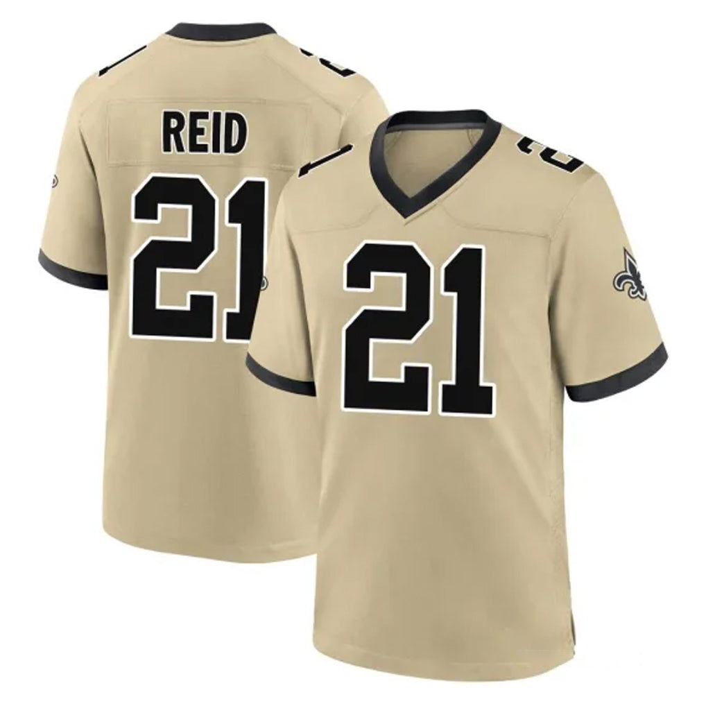 Pkot NO.Saints #21 Justin Reid Player Gold Home Game Stitched Jerseys