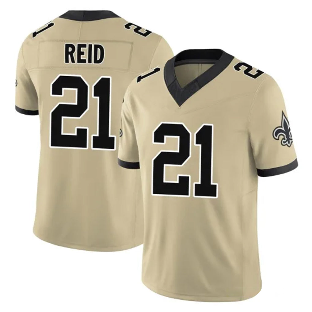 Pkot NO.Saints #21 Justin Reid Player Gold Limited Vapor F.U.S.E. Home Game Stitched Jerseys