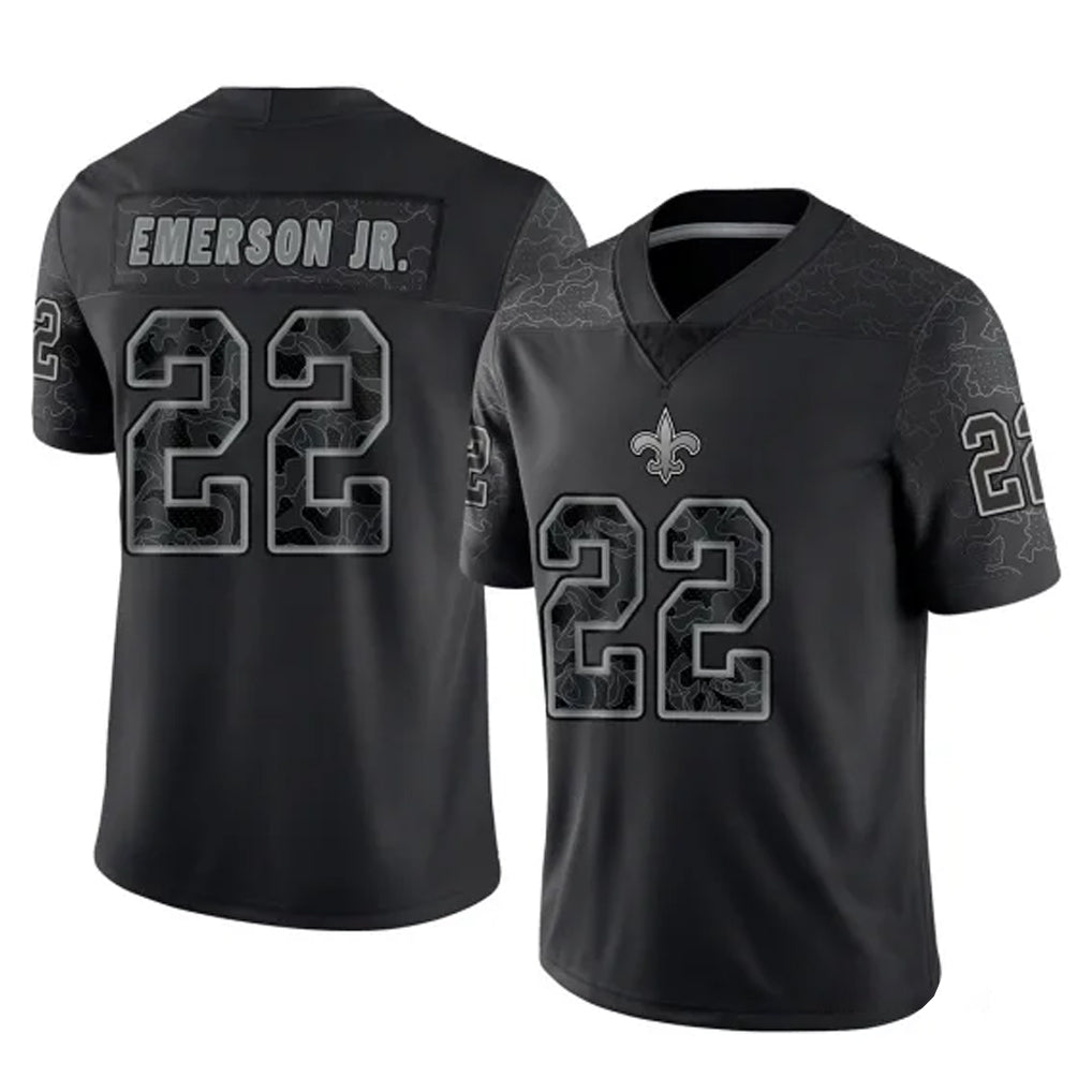 Pkot NO.Saints #22 Martin Emerson Jr. Player Black Limited Reflective Home Game Stitched Jerseys
