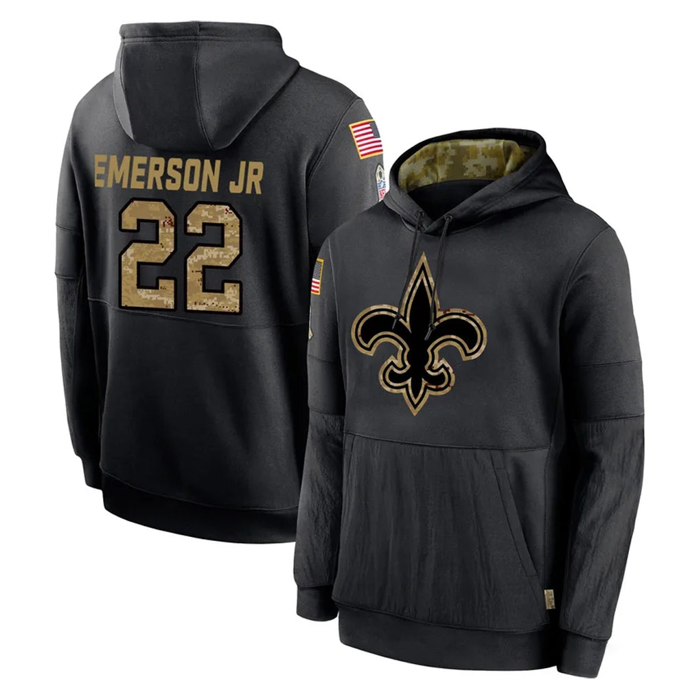 Pkot NO.Saints #22 Martin Emerson Jr. Player Black Salute to Service Hoodies Limited Game Stitched Jerseys