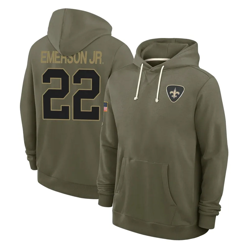 Pkot NO.Saints #22 Martin Emerson Jr. Player Olive Salute to Service Pullover Hoodies Limited Stitched Jerseys