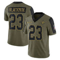 Pkot NO.Saints #23 Julian Blackmon Player Olive Salute To Service Limited Game Stitched Jerseys
