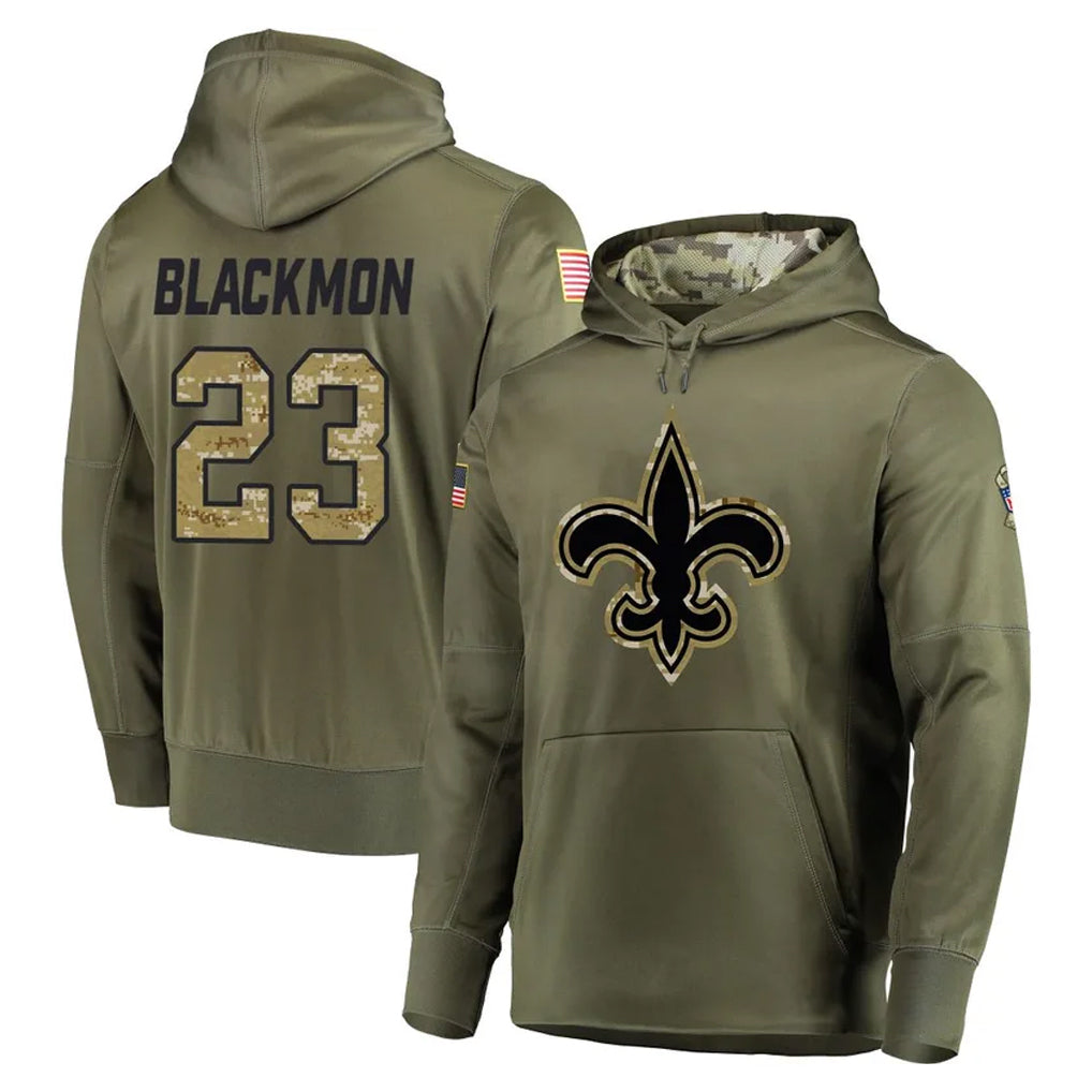 Pkot NO.Saints #23 Julian Blackmon Player Olive Salute to Service Pullover Hoodies Home Game Stitched Jerseys