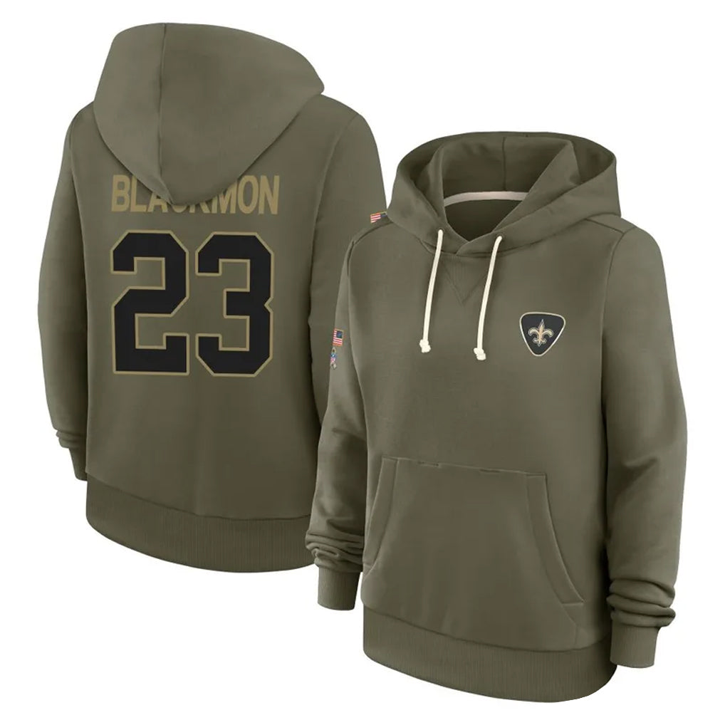 Pkot NO.Saints #23 Julian Blackmon Player Olive Salute to Service Pullover Hoodies Limited Stitched Jerseys