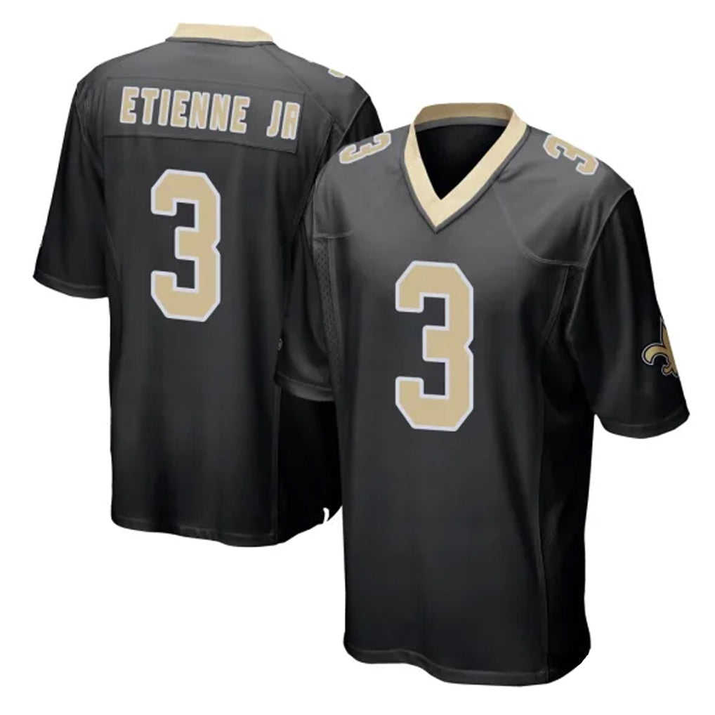 Pkot NO.Saints #3 Travis Etienne Jr. Player Black Home Game Stitched Jerseys