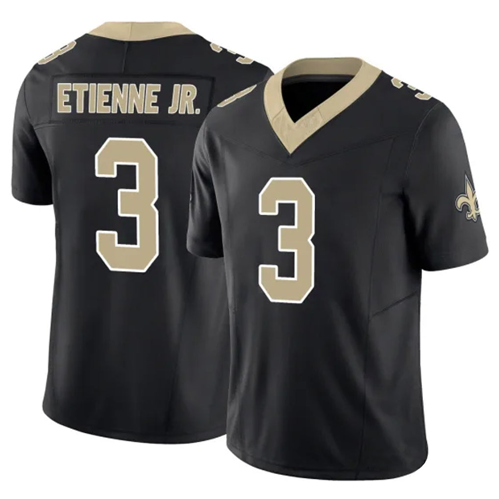 Pkot NO.Saints #3 Travis Etienne Jr. Player Black Limited Vapor F.U.S.E. Home Game Stitched Jerseys