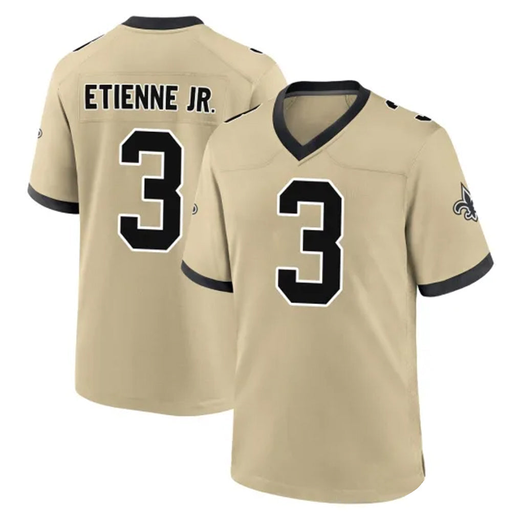 Pkot NO.Saints #3 Travis Etienne Jr. Player Gold Home Game Stitched Jerseys