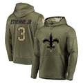 Pkot NO.Saints #3 Travis Etienne Jr. Player Olive Salute to Service Pullover Hoodies Home Game Stitched Jerseys