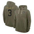 Pkot NO.Saints #3 Travis Etienne Jr. Player Olive Salute to Service Pullover Hoodies Limited Stitched Jerseys