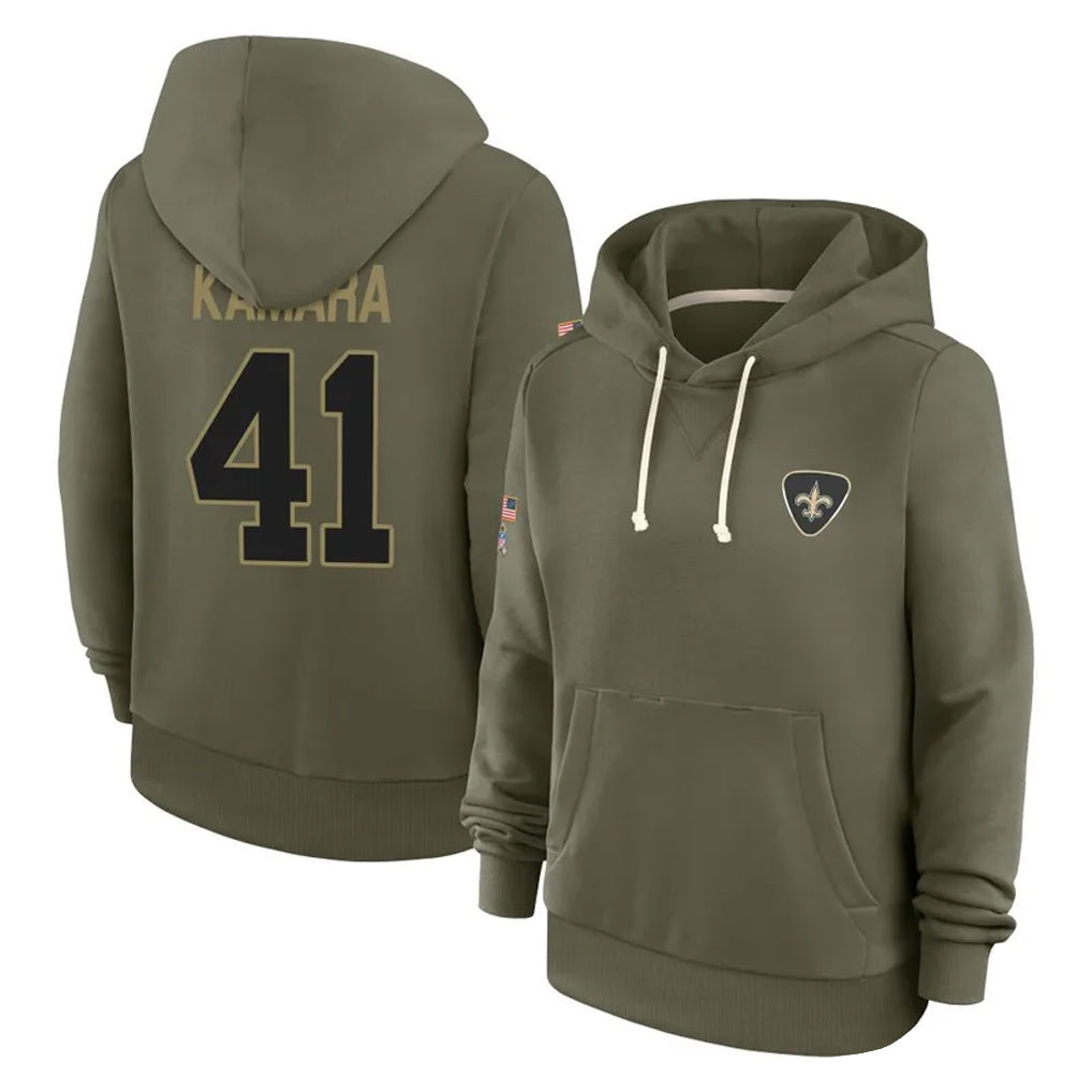 Pkot NO.Saints #41 Alvin Kamara Player Olive Salute to Service Pullover Hoodies Limited Stitched Jerseys