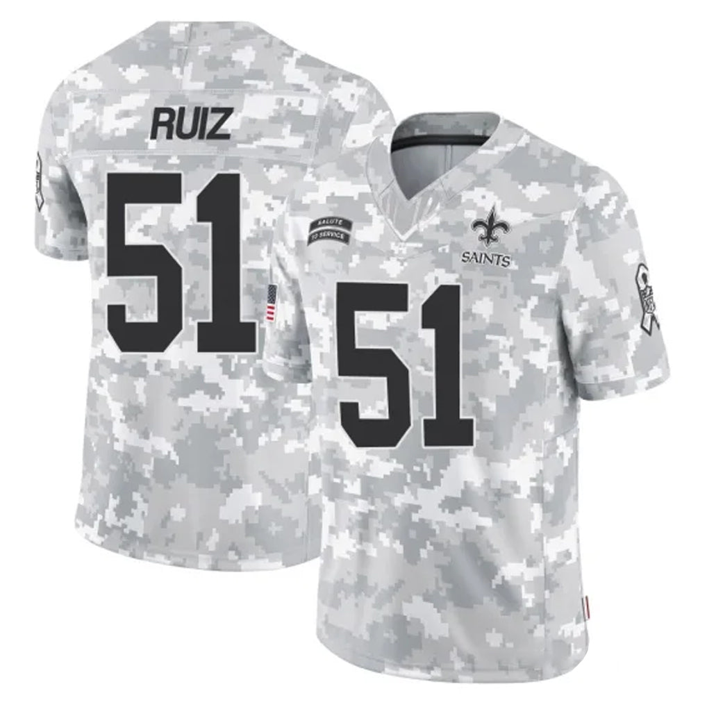 Pkot NO.Saints #51 Cesar Ruiz Player Arctic Camo Salute To Service Limited Game Stitched Jerseys