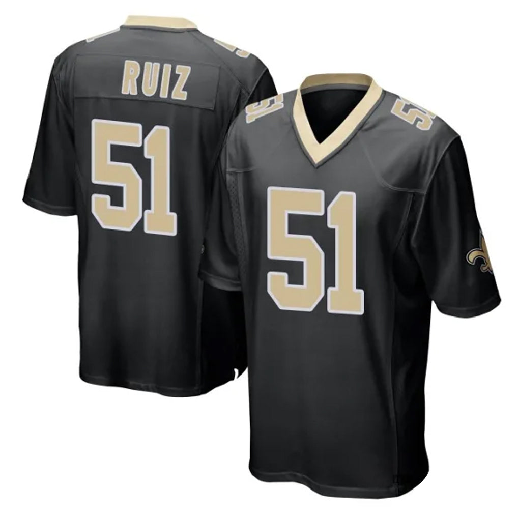 Pkot NO.Saints #51 Cesar Ruiz Player Black Home Game Stitched Jerseys
