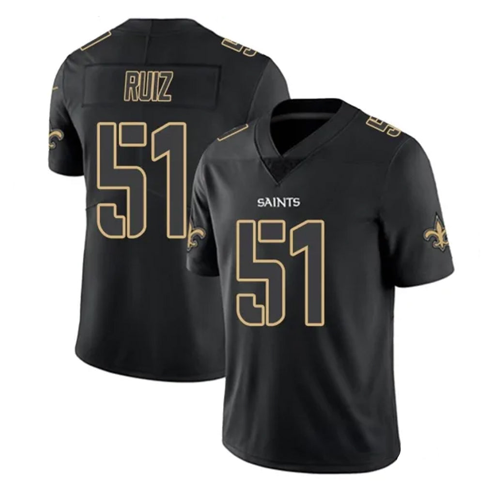 Pkot NO.Saints #51 Cesar Ruiz Player Black Impact Limited Home Game Stitched Jerseys