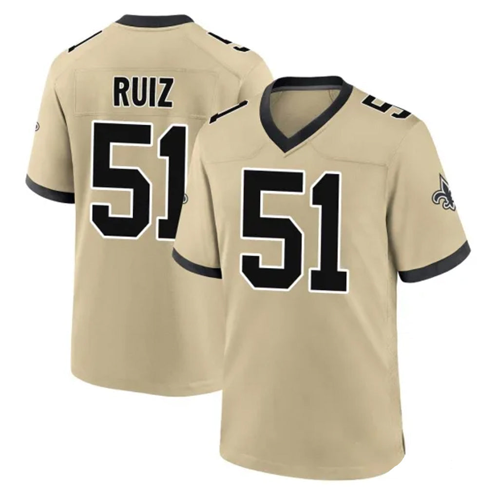 Pkot NO.Saints #51 Cesar Ruiz Player Gold Home Game Stitched Jerseys