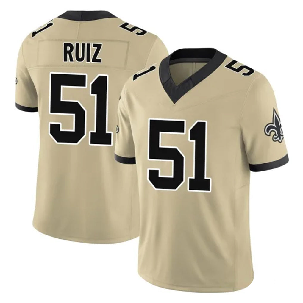 Pkot NO.Saints #51 Cesar Ruiz Player Gold Limited Vapor F.U.S.E. Home Game Stitched Jerseys