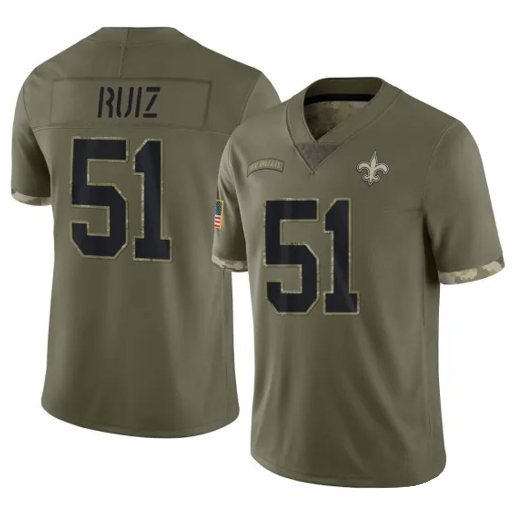 Pkot NO.Saints #51 Cesar Ruiz Player Olive Salute To Service Limited Stitched Jerseys