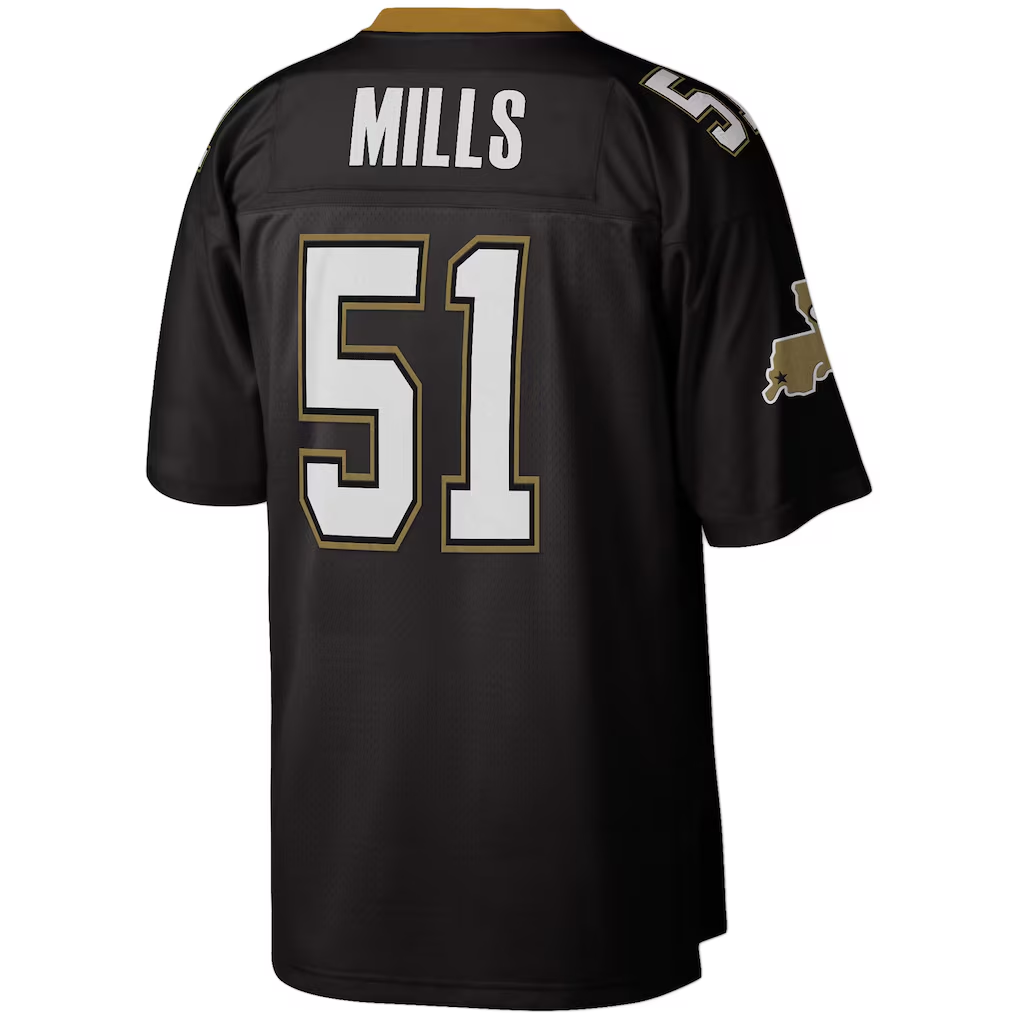 Pkot NO.Saints #51 Sam Mills Mitchell & Ness Black Legacy Replica Puhic Stitched Jerseys