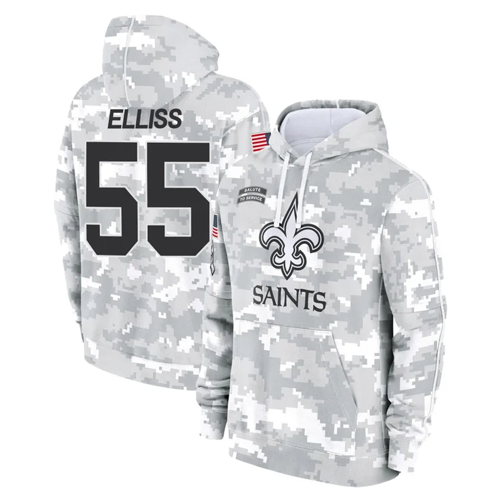 Pkot NO.Saints #55 Kaden Elliss Player Arctic Camo Salute to Service Pullover Hoodies Limited Game Stitched Jerseys